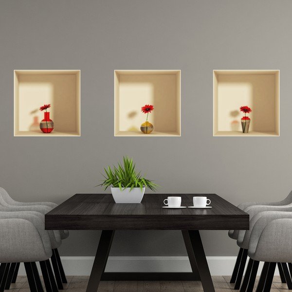 3 uzlīmju komplekts ar 3D efektu Ambiance Gerberas-image-3