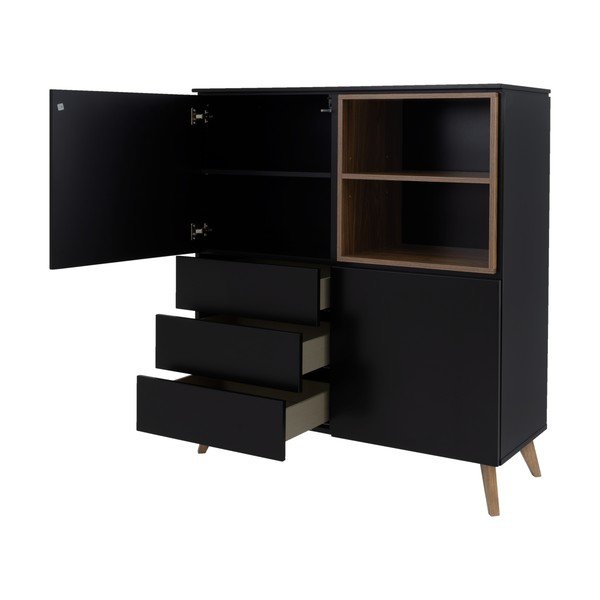 Melna/dabīga toņa augsta kumode ar riekstkoka imitāciju 120x133 cm Plain – Tenzo-image-4