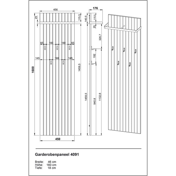 Dabīga toņa sienas pakaramais ar ozolkoka imitāciju 46 cm Libbiano – Germania-image-3