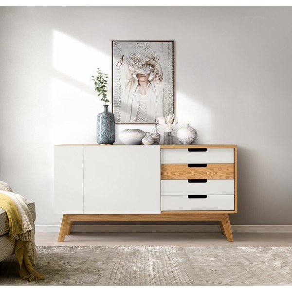 Balta kumode ar dabīgām detaļām Woodman Chaser-image-1