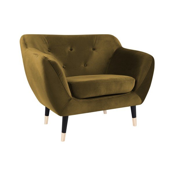 Sinepju dzeltens atpūtas krēsls ar melnām kājām Mazzini Sofas Amelie-image-2