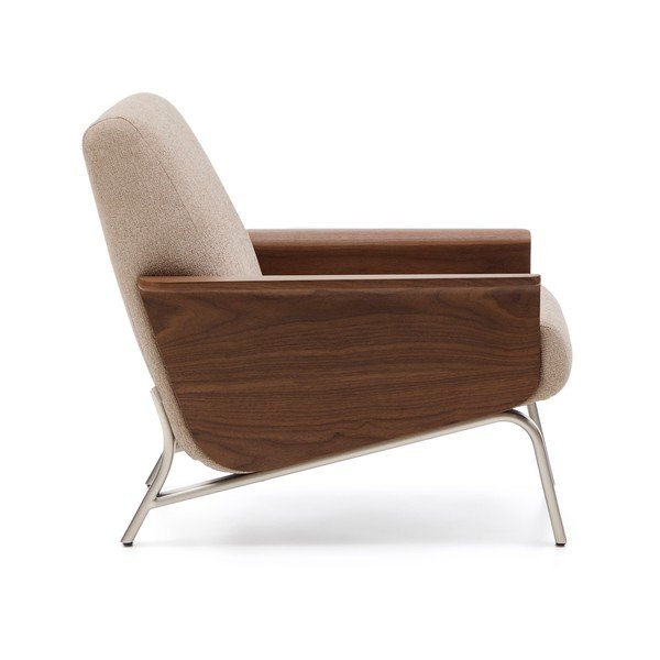 Gaiši brūns atpūtas krēsls no šenila auduma Amsen – Kave Home-image-3