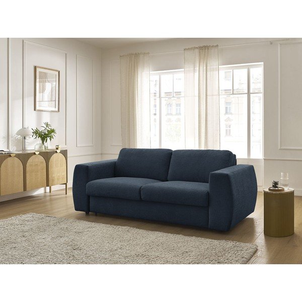 Tumši zils salokāms dīvāns no šenila auduma 220 cm Hugo – Bobochic Paris-image-1