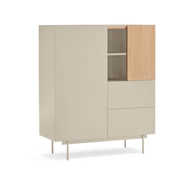 Bēša/dabīga toņa augsta kumode ar ozolkoka imitāciju 100x120 cm Otto – Teulat-image-1