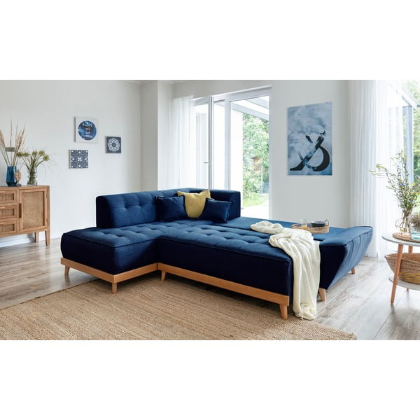 Tumši zils izlaižams stūra dīvāns Miuform Dazzling Daisy L, kreisais stūris-image-4