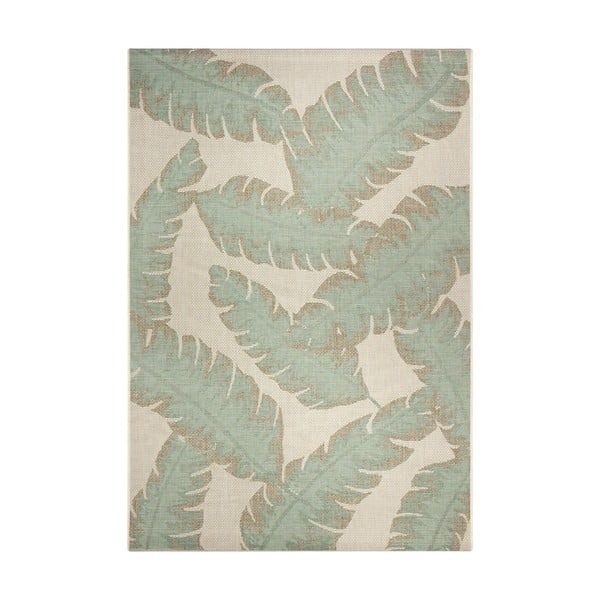 Zaļi bēšs āra paklājs Ragami Leaf, 180 x 280 cm