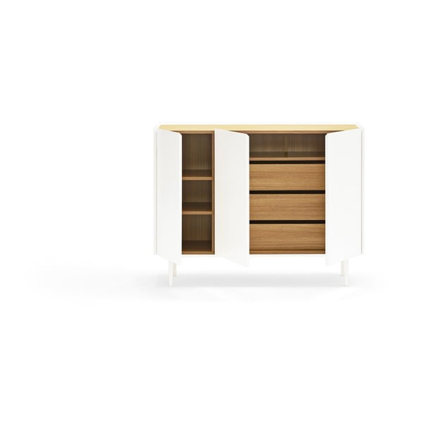 Balta zema kumode ar ozolkoka imitāciju 110x85 cm Arista – Teulat-image-4