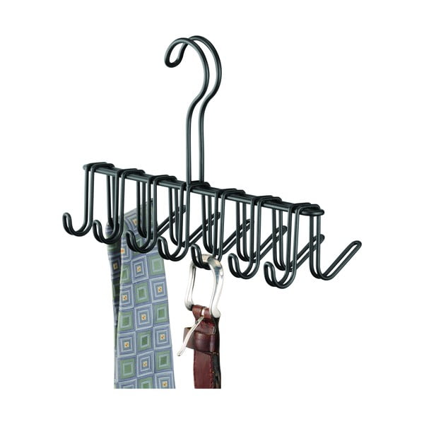 Melns metāla kaklasaišu un jostu turētājs iDesign Classico, 17 x 25 cm-image-2