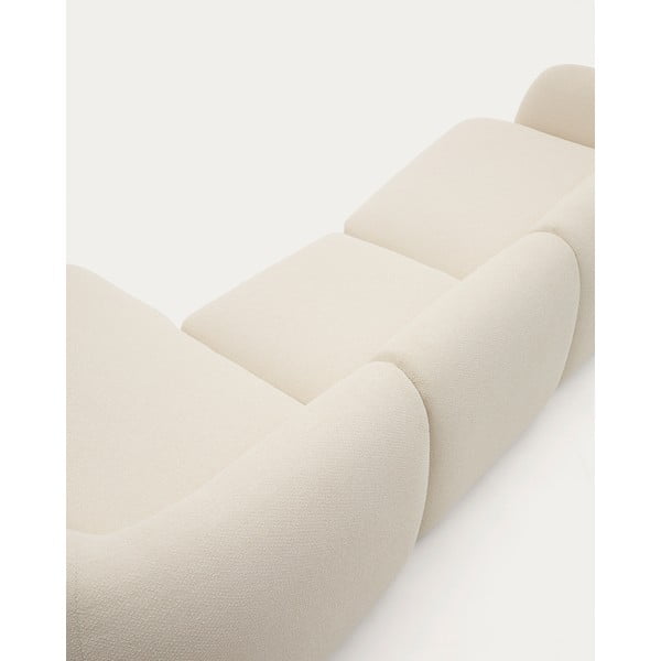 Krēmkrāsas stūra dīvāns no šenila auduma (ar labo stūri/ar zvilni) Martina – Kave Home-image-1