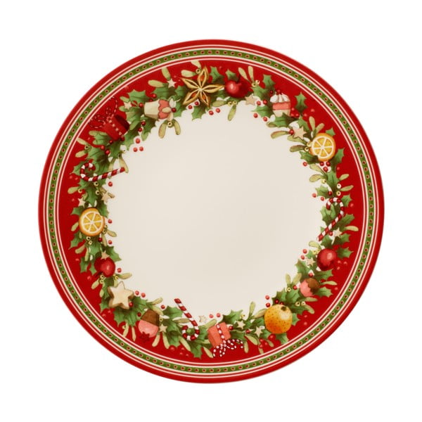 Sarkanbalts porcelāna Ziemassvētku šķīvis Winter Bakery Delight Villeroy&Boch, ø 27 cm