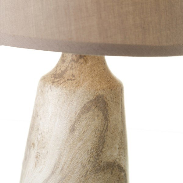 Bēša keramikas galda lampa ar auduma abažūru (augstums 28 cm) – Casa Selección-image-3