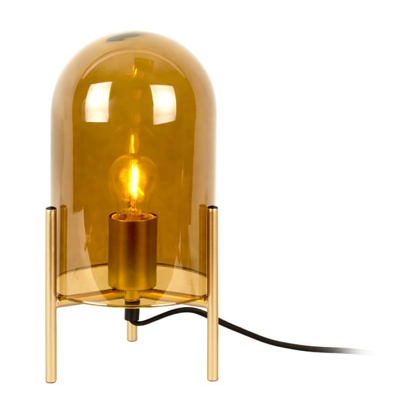 Dzeltena stikla galda lampa Leitmotiv Bell, augstums 30 cm