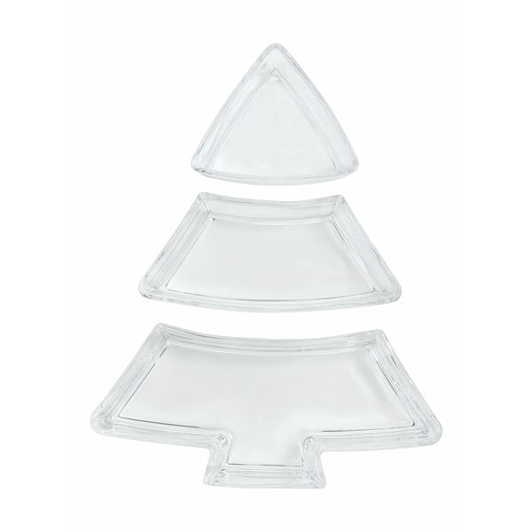 3 stikla Ziemassvētku servēšanas trauku komplekts Villa d'Este Christmas Tree