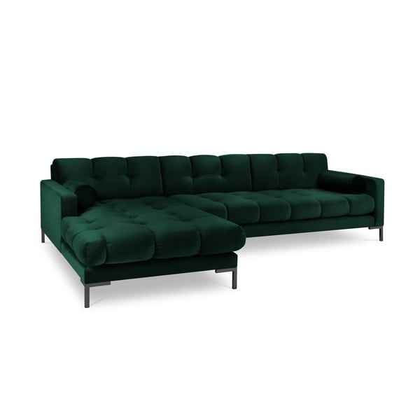 Tumši zaļš samta stūra dīvāns Cosmopolitan Design Bali, kreisais stūris-image-2