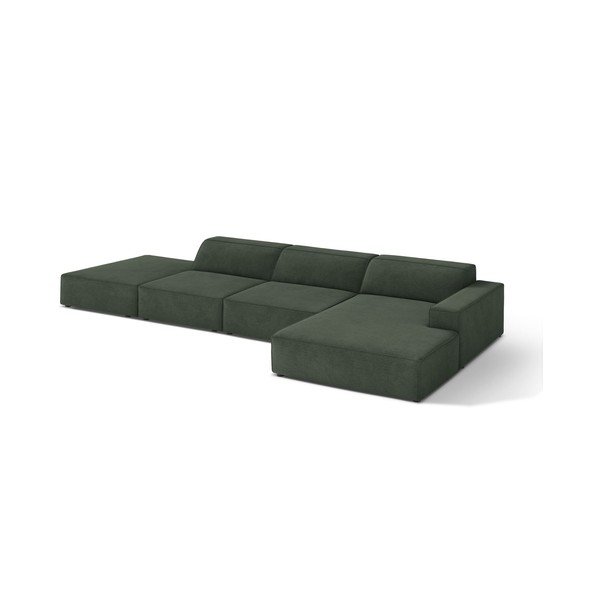 Zaļganzils modulārais stūra dīvāns (ar labo stūri/ar zvilni) Jodie – Micadoni -image-1