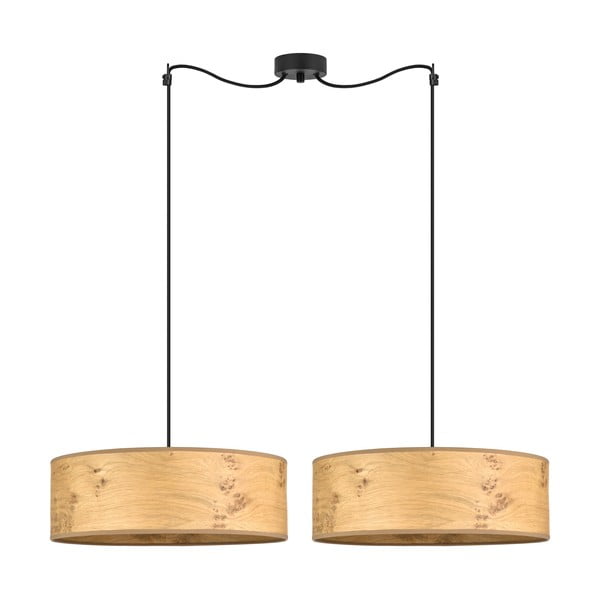 Bēša divviru koka finiera griestu lampa Sotto Luce Ocho XL, ⌀ 45 cm