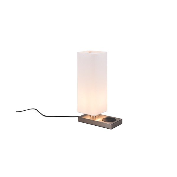 Galda lampa ar bezvadu lādētāju sudraba krāsā (augstums 35 cm) Haley – Reality-image-2