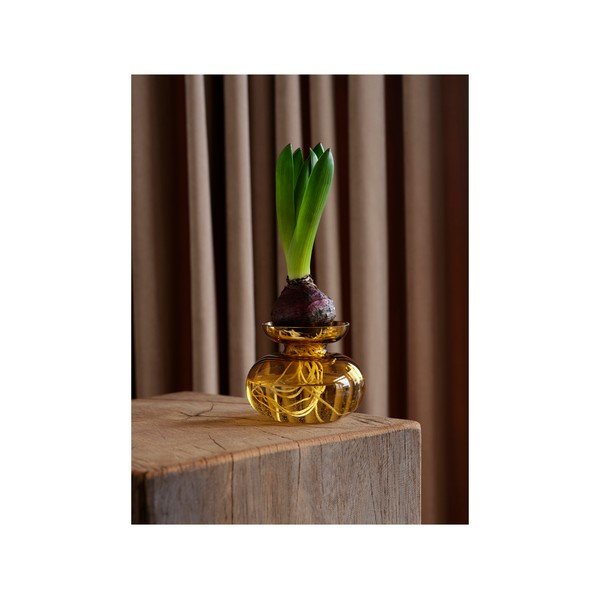 Okera dzeltena stikla rokām darināta vāze (augstums 9 cm) Inu – Zone-image-3