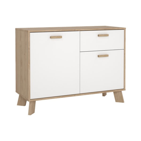 Balta/dabīga toņa kumode ar ozolkoka imitāciju 99x73x39 cm Ikast – Tvilum-image-4