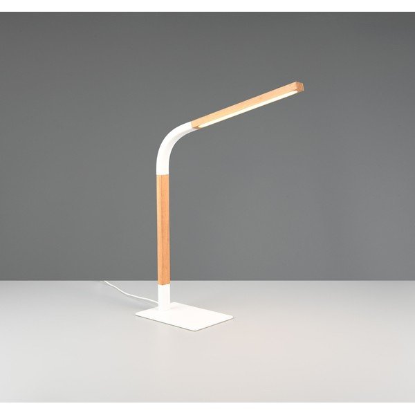 Balta/dabīga toņa LED galda lampa ar regulējamu spilgtumu un koka abažūru (augstums 73,5 cm) Norris – Trio-image-1