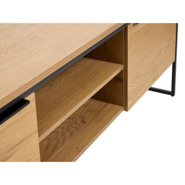 Dabīga toņa TV galdiņš ar ozolkoka imitāciju 155x55x45 cm Cesura – Unique Furniture-image-3