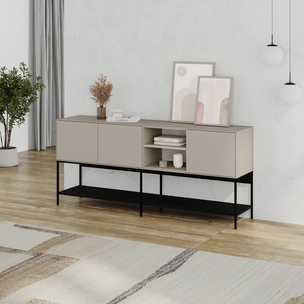 Melna/krēmkrāsas kumode 180x80x40 cm Amira – Marckeric-image-2