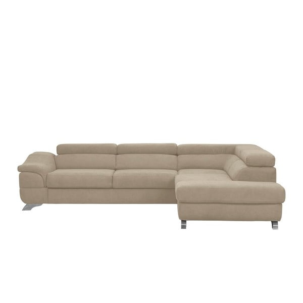Windsor & Co Dīvāni Gamma brūns un pelēks stūra dīvāns ar samta polsterējumu, labais stūris