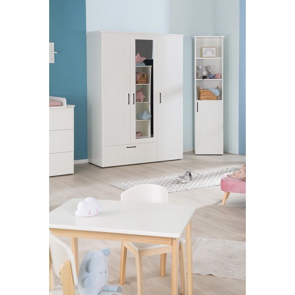 Balts bērnu drēbju skapis ar spoguli 139x190 cm Sylt – Roba-image-4