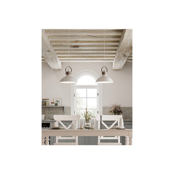 Balta piekaramā lampa ar metāla abažūru Mees – GTV-image-1