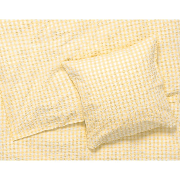 Dzeltena/balta vienvietīga gultas veļa no krepa auduma 140x200 cm Bæk&Bølge – JUNA-image-1