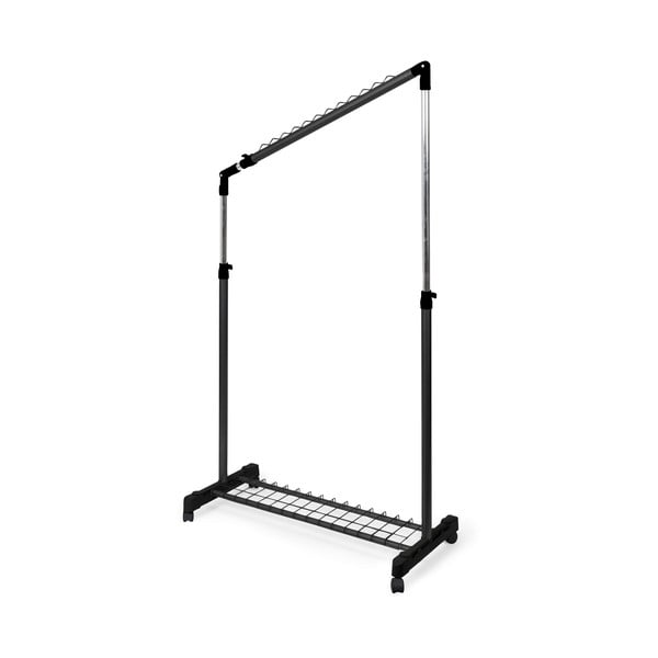Melns metāla pagarināms/pārvietojams drēbju pakaramais statīvs Under Stairs – Compactor-image-3