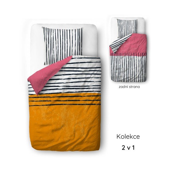 Vienguļamā gultas veļa no kokvilnas satīna 140x200 cm Black Stripes in Colors – Butter Kings-image-2