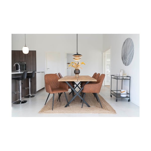 Brūni polsterēti ēdamistabas krēsli ar roku balstiem (2 gab.) Harbo – House Nordic-image-3