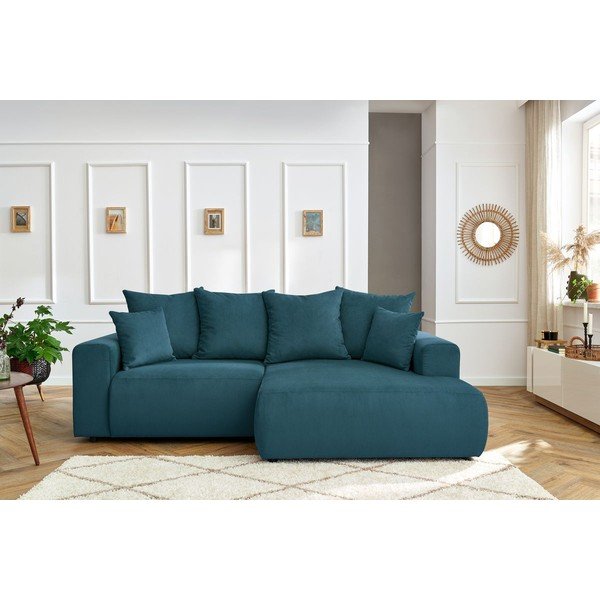 Zils samta stūra dīvāns Enjoy – Bobochic Paris-image-1