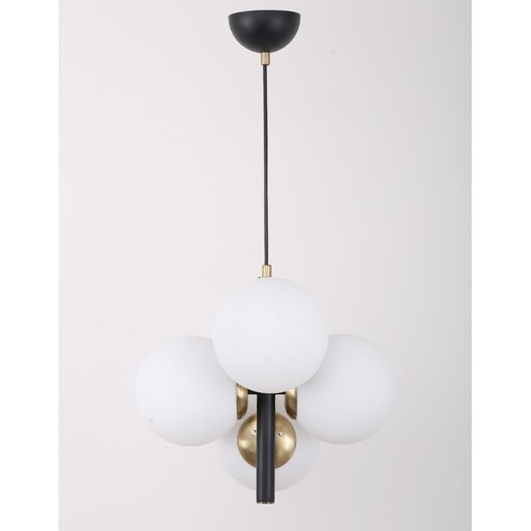 Balta/melna piekaramā lampa ar stikla abažūru ø 15 cm Forte – Squid Lighting-image-3