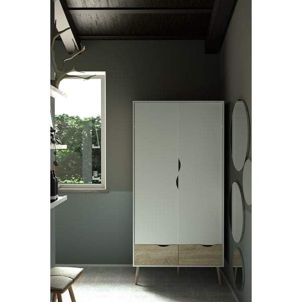 Balts drēbju skapis Tvilum Oslo, 99 x 200 cm-image-1