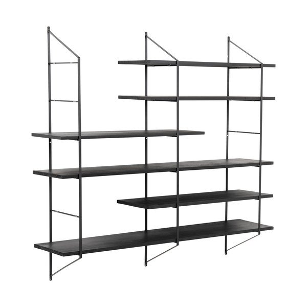 Melns daudzlīmeņu paulonijas masīvkoka sienas plaukts 120 cm Belfast – Actona-image-2