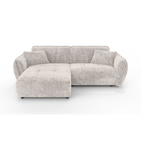 Bēšs stūra dīvāns no šenila auduma (ar kreiso stūri/ar zvilni) Nelia – Ropez