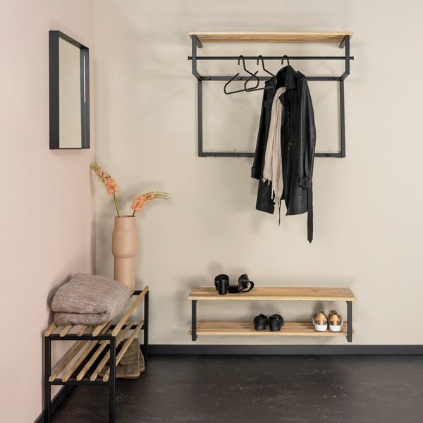 Melns/dabīga toņa metāla piekarināms apavu plaukts 100x26x34 cm Marco – Spinder Design-image-1