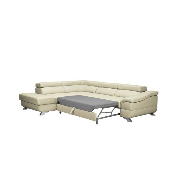 Smilškrāsas ādas dīvāns gulta Windsor & Co Sofas Gamma, kreisais stūris-image-3