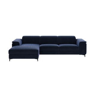 Tumši zils samta stūra dīvāns Mesonica Brito, kreisais stūris