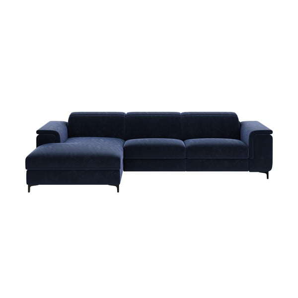 Tumši zils samta stūra dīvāns (kreisais stūris) Brito – MESONICA