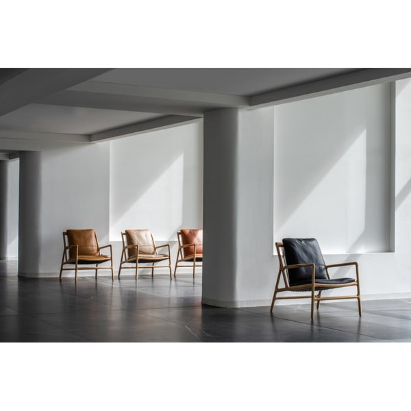 Melns/dabīga toņa ādas atpūtas krēsls Dedo – Gazzda-image-2