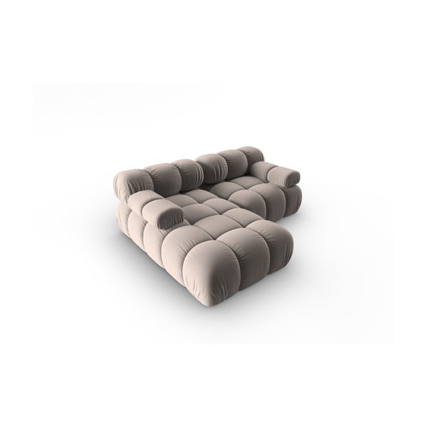 Gaiši brūns samta modulārais stūra dīvāns (ar kreiso stūri) Bellis – Micadoni -image-4