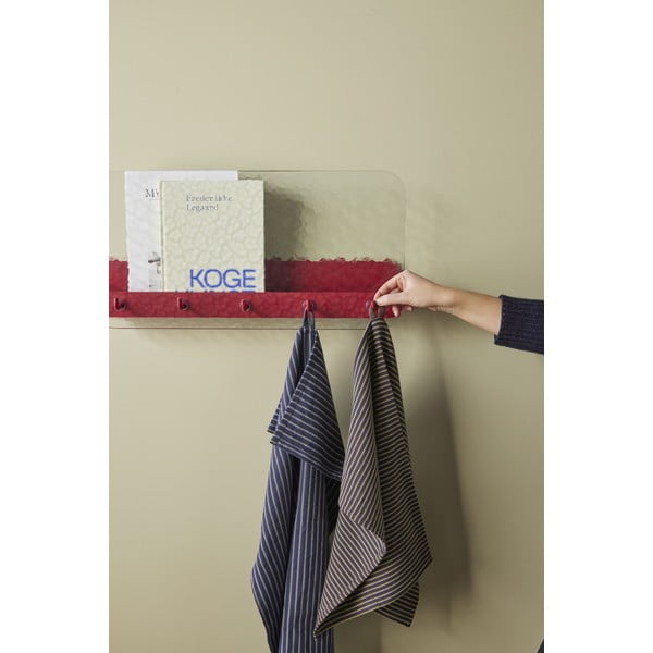 Sarkans metāla sienas pakaramais ar plauktu Shack - Hübsch-image-1