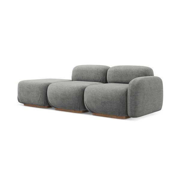 Pelēks modulārais zvilnis no buklē auduma (ar kreiso stūri) Ailani – Makamii-image-1