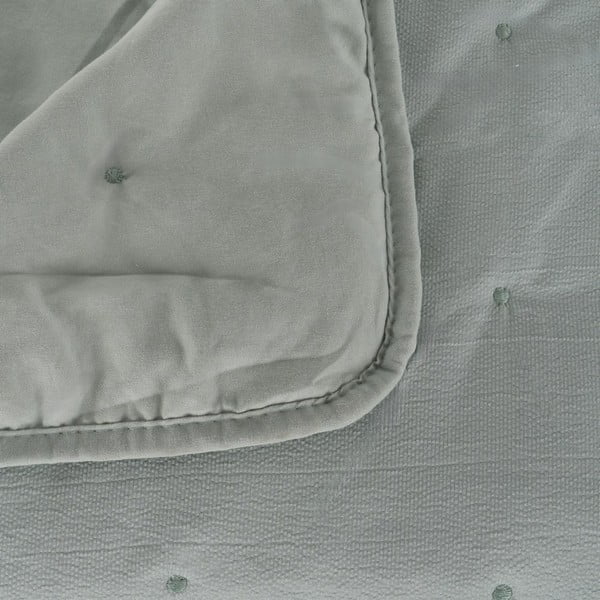 Dūmakaini zaļš stepēts gultas pārklājs 230x280 cm – Ixia-image-1