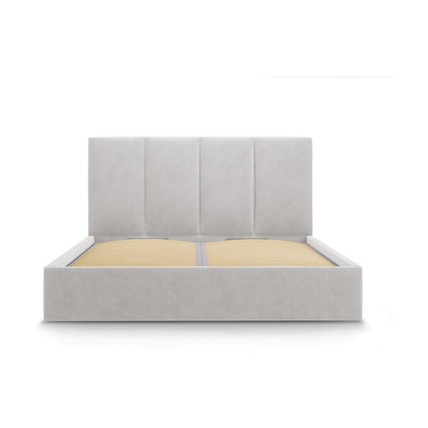 Gaiši pelēka samta divguļamā gulta Mazzini Beds Juniper, 140 x 200 cm-image-2