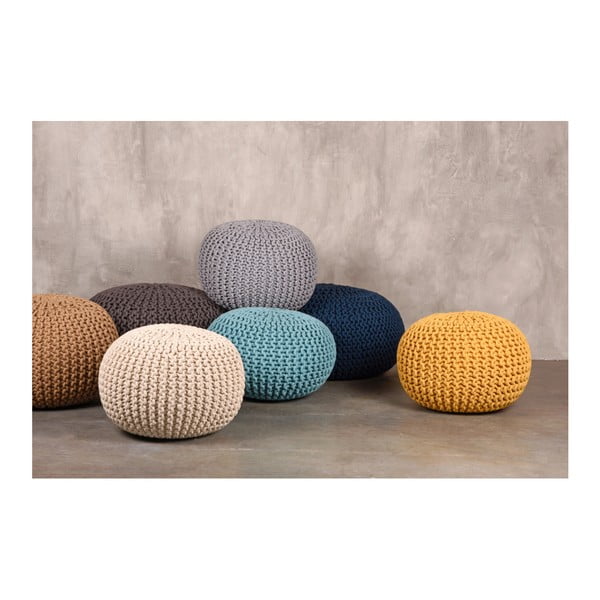 Dzeltens trikotāžas pufs LABEL51 Knitted XL, ⌀ 70 cm-image-2