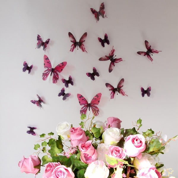 18 rozā 3D uzlīmju komplekts Ambiance Butterflies